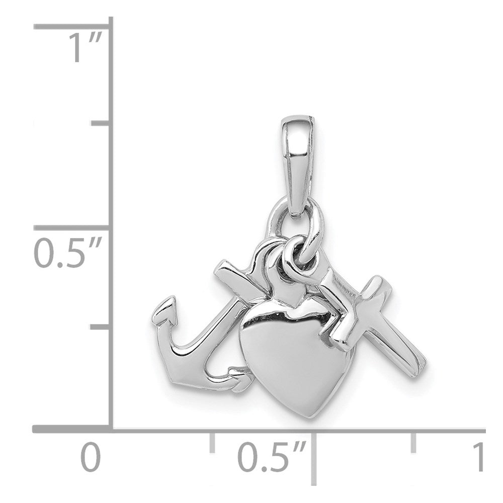 14K White Gold 3-D Faith, Hope and Charity Charm