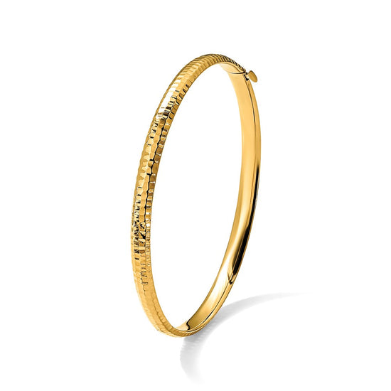 Gold Hammered Hinged Bangles