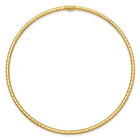 14k Polished Diamond-cut Tube 2.00mm Slip-on Round Bangle Bracelet