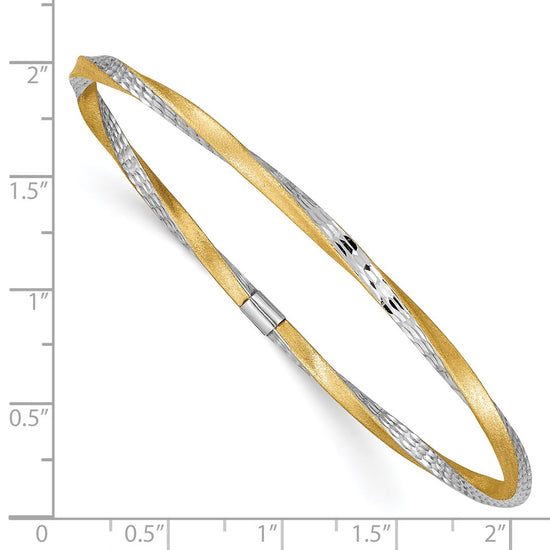 Gold Satin and Diamond-cut Slip-on Bangles