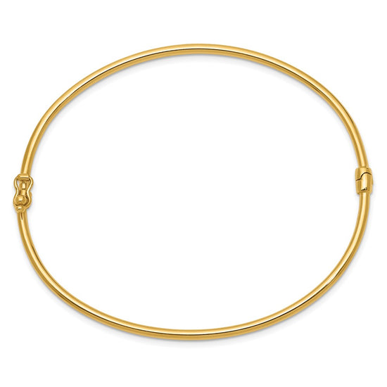 14K Polished 2.00mm Hinged Oval Bangle Bracelet