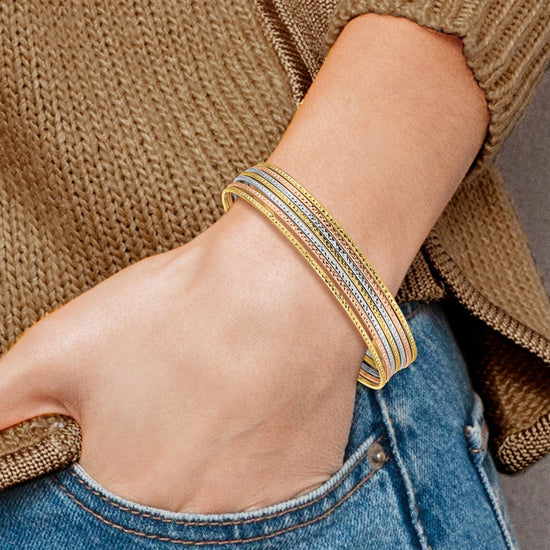 Gold Seven Strand Slip-on Bangles