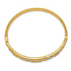 14K with White Rhodium Diamond-cut Filigree Graduated 9.00mm Hinged Oval Bangle Bracelet