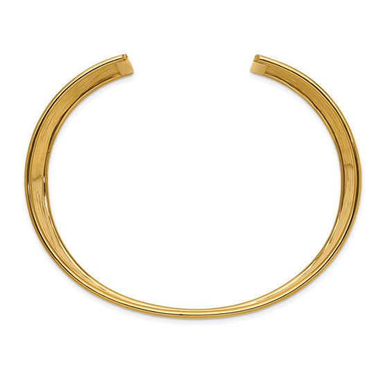 14k 37mm Hammered Polished Cuff Bangle Bracelet