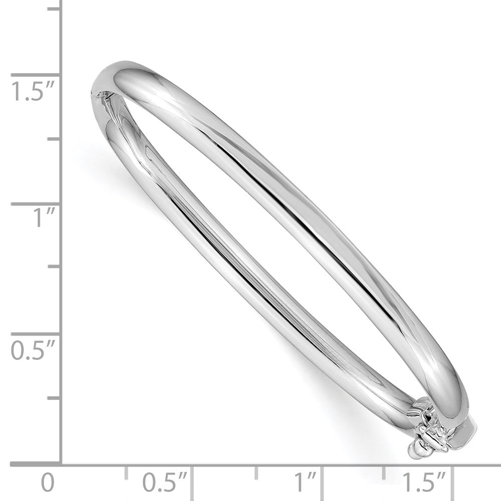14k White Gold Polished 3.75mm Hinged Safety Clasp Baby Bangle