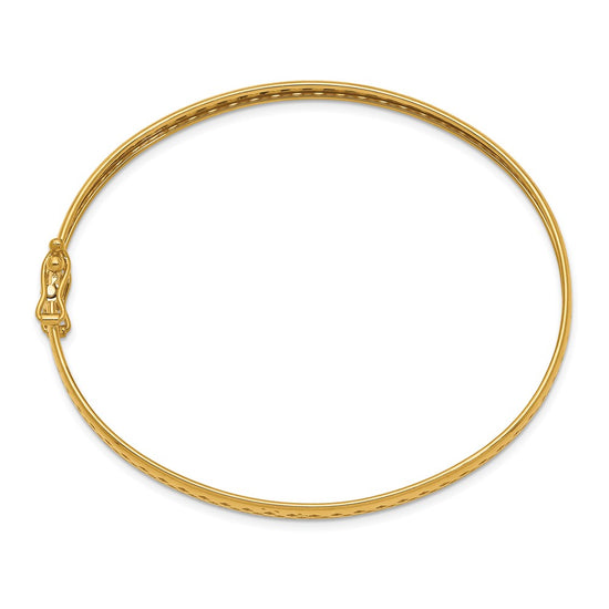 14k Polished Cut-out Lattice Design with Safety Clasp 4.75mm Flexible Oval Bangle Bracelet