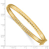 14k Polished Cut-out Lattice Design with Safety Clasp 4.75mm Flexible Oval Bangle Bracelet