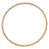 14k Tri-color Polished Diamond-cut Twisted 2.00mm Slip-on Round Bangle Bracelet