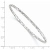 14k White Gold Polished Textured 3.00mm Slip-on Round Bangle Bracelet