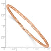 14K Rose Gold Polished Textured 3.00mm Slip-on Round Bangle Bracelet