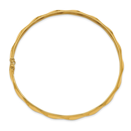 14k Polished Twisted 5.00mm Flexible Round Bangle Bracelet