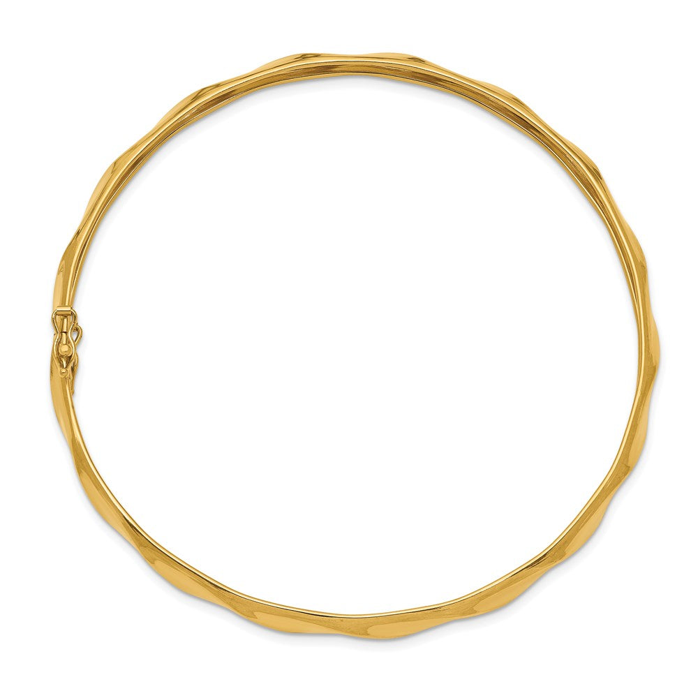 14k Polished Twisted 5.00mm Flexible Round Bangle Bracelet