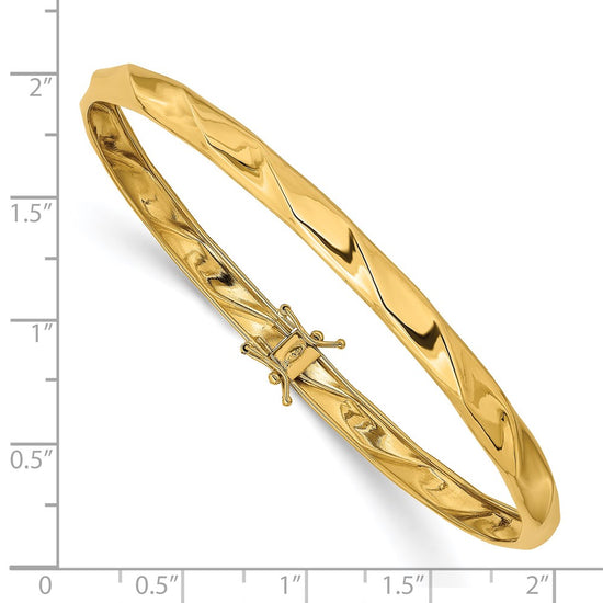 14k Polished Twisted 5.00mm Flexible Round Bangle Bracelet