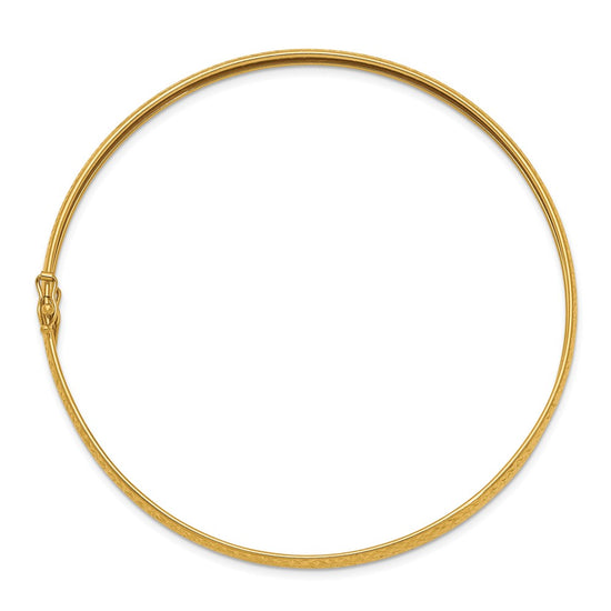 14K Polished Diamond-cut 4.25mm Flexible Round Bangle Bracelet