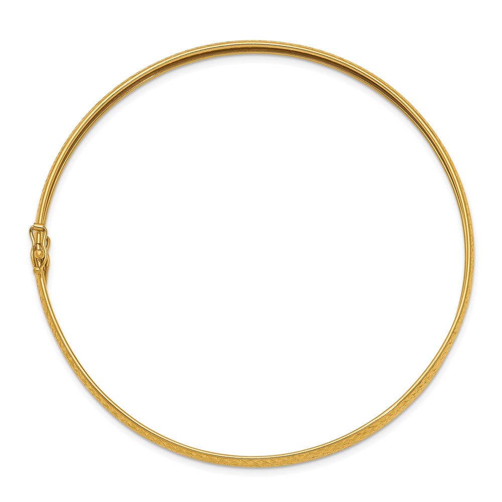 14K Polished Diamond-cut 4.25mm Flexible Round Bangle Bracelet
