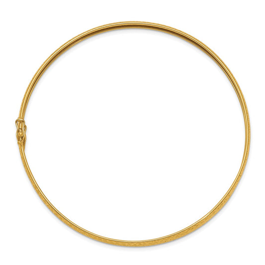 14K Polished Diamond-cut 4.25mm Flexible Round Bangle Bracelet