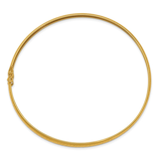 14K Polished Diamond-cut 4.25mm Flexible Round Bangle Bracelet