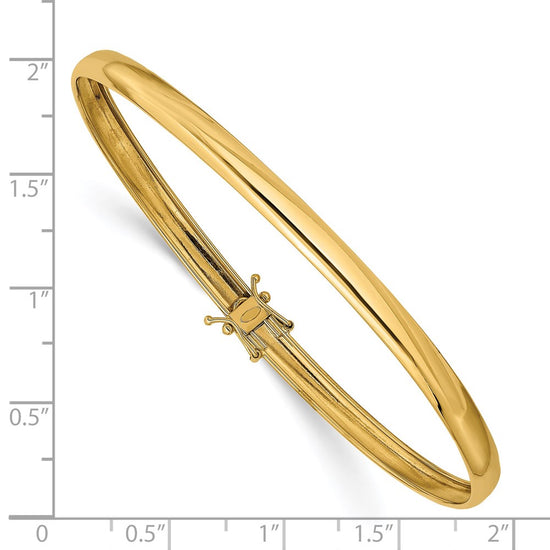14K Polished 4.00mm Flexible Round Bangle Bracelet