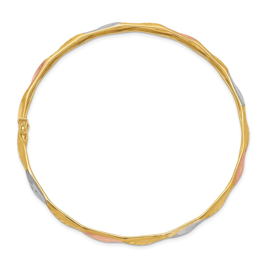 Gold Satin and Diamond-cut Slip-on Bangles