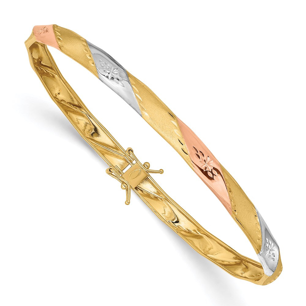 Gold Satin and Diamond-cut Slip-on Bangles