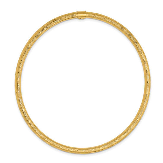 14k Polished Diamond-cut 3.00mm Slip-on Round Bangle Bracelet