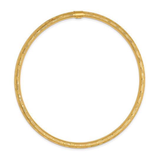 14k Polished Diamond-cut 3.00mm Slip-on Round Bangle Bracelet