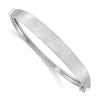 14k White Gold Satin Finish Graduated 8.00mm Hinged Oval Bangle Bracelet