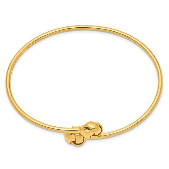 14K Polished 9.5mm Love Knot 2.00mm Flexible Oval Bangle Bracelet