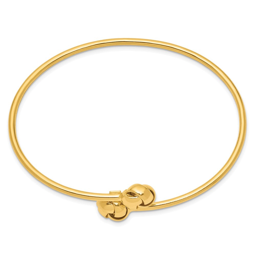 14K Polished 9.5mm Love Knot 2.00mm Flexible Oval Bangle Bracelet