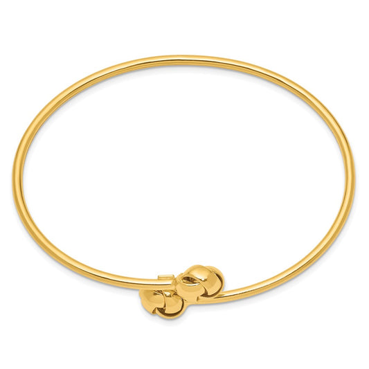 14K Polished 9.5mm Love Knot 2.00mm Flexible Oval Bangle Bracelet