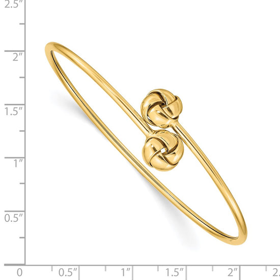 14K Polished 9.5mm Love Knot 2.00mm Flexible Oval Bangle Bracelet