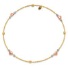 14k Tri-color Diamond-cut Hearts and Beads Slip-on Round Bangle Bracelet