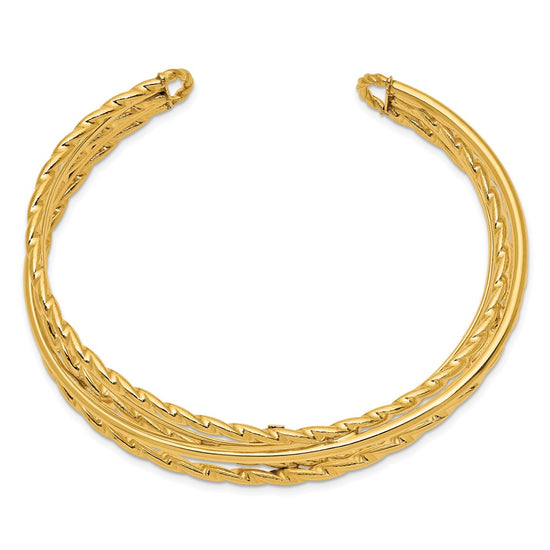 14k Polished Multi Tube Oval Cuff Bangle Bracelet