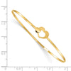 14K Brushed and Polished Two Hearts Clasp 1.60mm Flexible Oval Bangle Bracelet