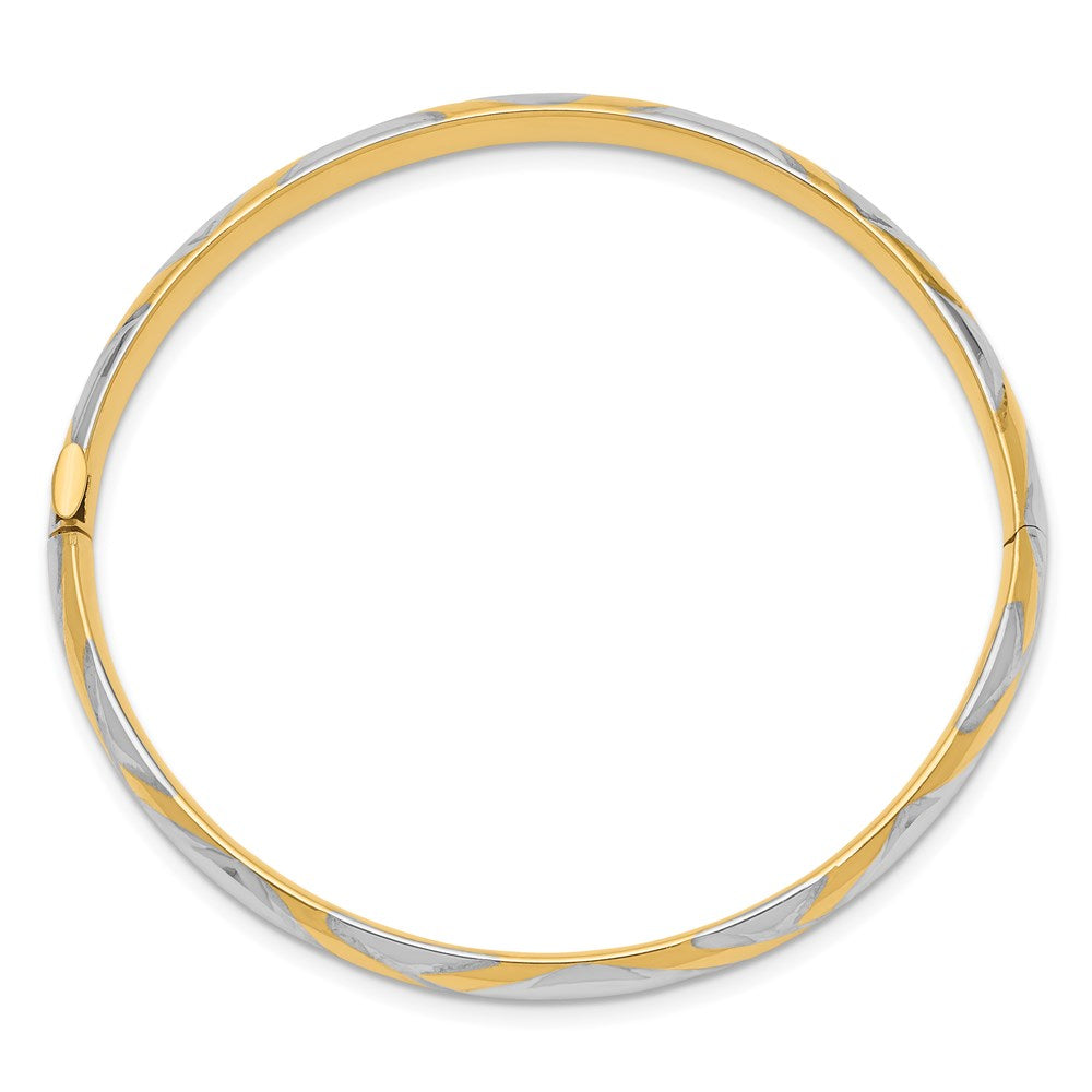 14k and White Rhodium 3/16 Criss-Cross 4.75mm Hinged Childrens Bangle