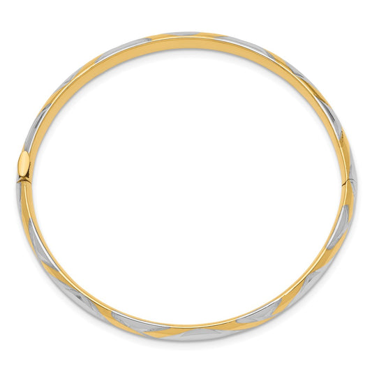 14k and White Rhodium 3/16 Criss-Cross 4.75mm Hinged Childrens Bangle