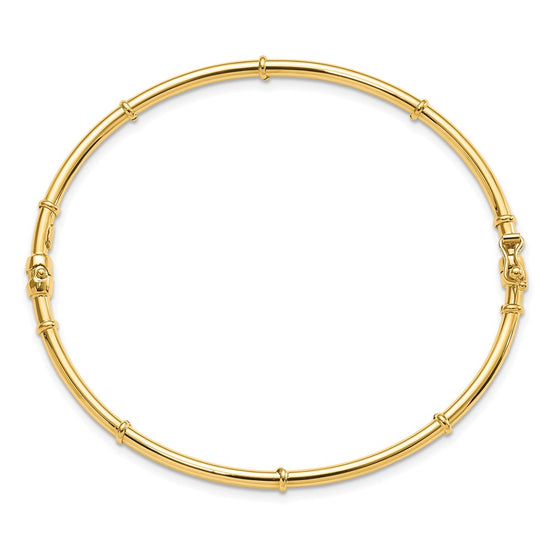 14K Polished Fancy 3.50mm Hinged Oval Bangle Bracelet