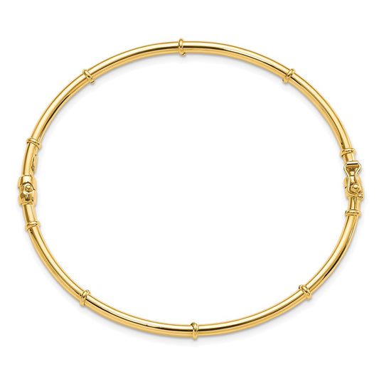 14K Polished Fancy 3.50mm Hinged Oval Bangle Bracelet