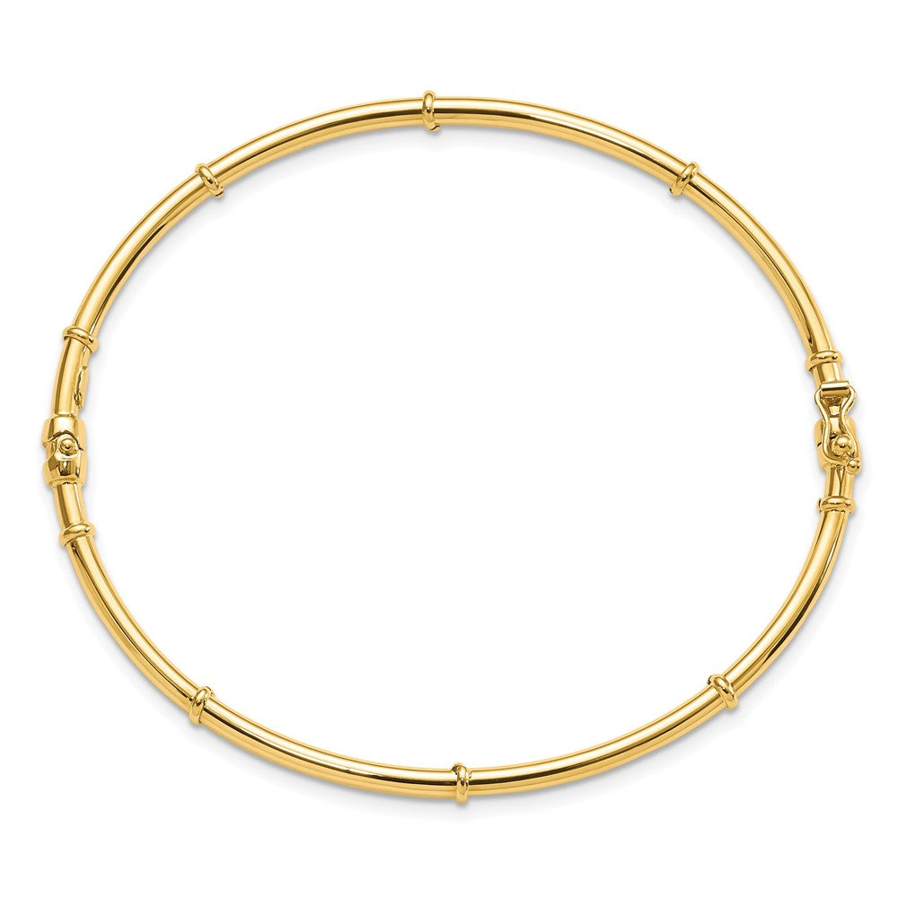 14K Polished Fancy 3.50mm Hinged Oval Bangle Bracelet