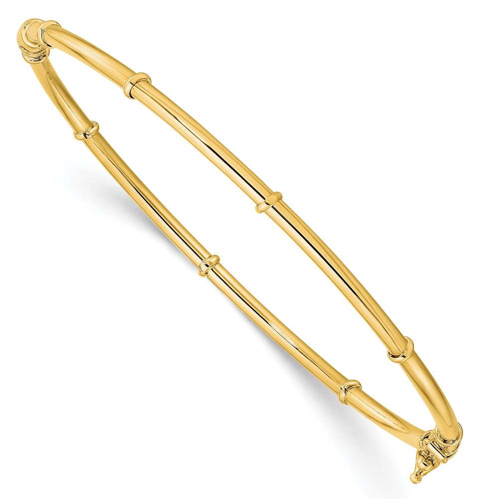 14K Polished Fancy 3.50mm Hinged Oval Bangle Bracelet
