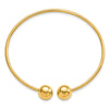 14K Polished 9.5mm Ball 2.00mm Flexible Oval Cuff Bangle Bracelet