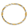 14K Two-tone Polished and Twisted 3.50mm Hinged Oval Bangle Bracelet