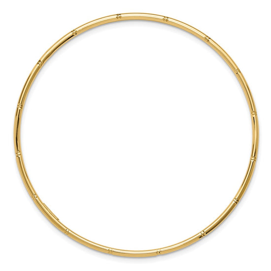 14k Polished Diamond-cut 2.00mm Slip-on Round Bangle Bracelet