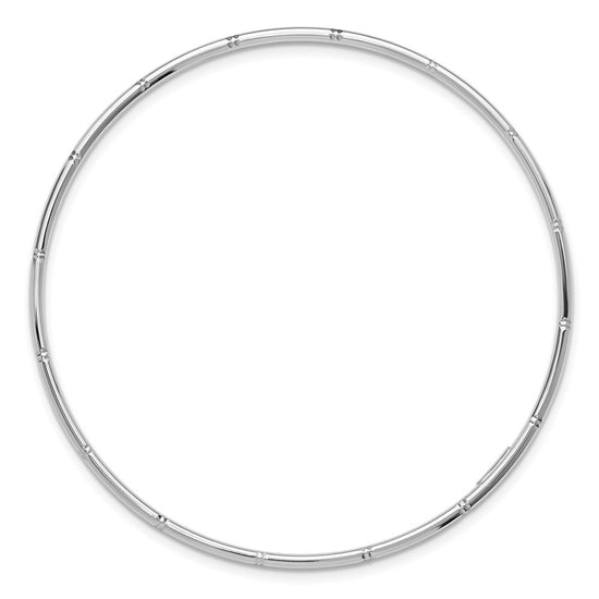 14k White Gold Polished Diamond-cut 2.00mm Slip-on Round Bangle Bracelet