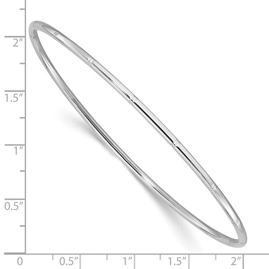 14k White Gold Polished Diamond-cut 2.00mm Slip-on Round Bangle Bracelet