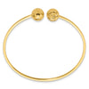 14K Polished and Diamond-cut 10mm Ball 2.00mm Flexible Oval Cuff Bangle Bracelet