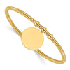 14K Polished and Textured Flexible Circle Dangle Bangle Bracelet