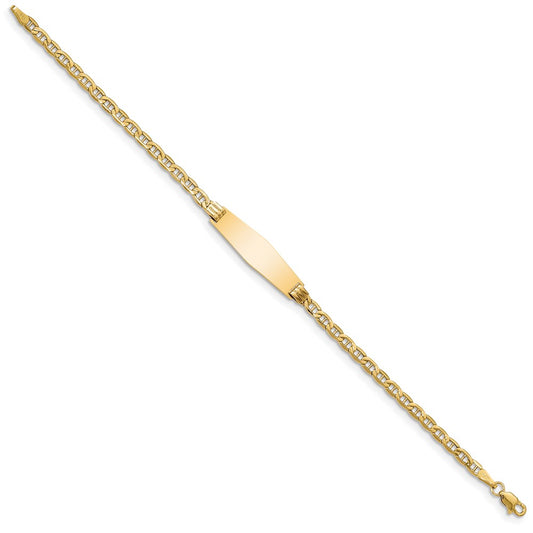 14k Polished Semi-Solid Chain/Solid Plate Anchor Link Soft Diamond Shape 25.5x7.8mm Plate 8 inch ID Bracelet