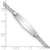 14k White Gold Polished Semi-Solid Chain/Solid Plate Anchor Link Soft Diamond Shape 25.5x7.8mm Plate 8 inch ID Bracelet