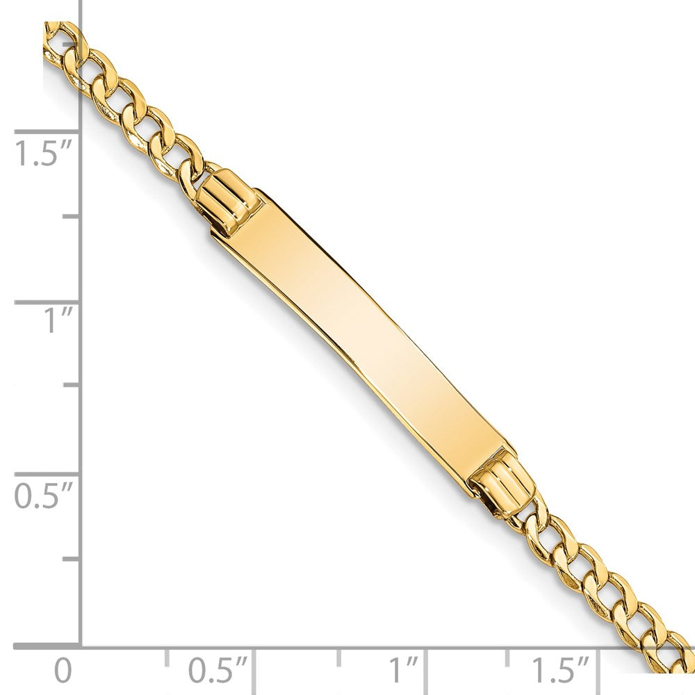 14k Polished Semi-Solid Chain/Solid Plate Cuban Link 25.5x5mm Plate 8 inch ID Bracelet